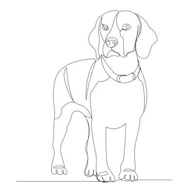 Köpek tek sıra halinde, çizim.