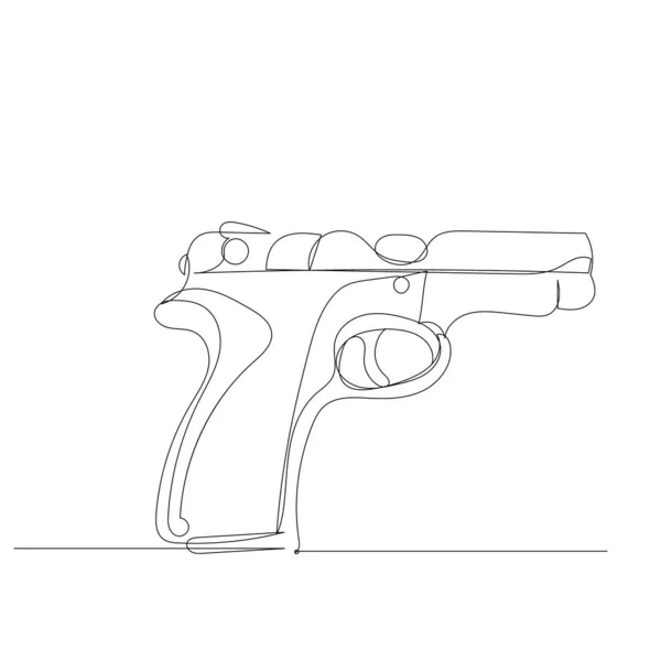 Pistol Drawing One Continuous Line Sketch — Stock Vector