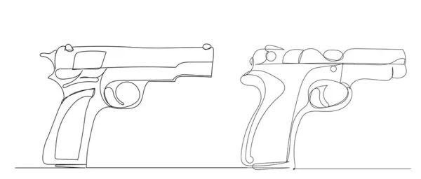 Pistola Desenho Por Uma Linha Contínua —  Vetores de Stock