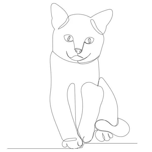 1本の連続線で描いた子猫の絵 — ストックベクタ