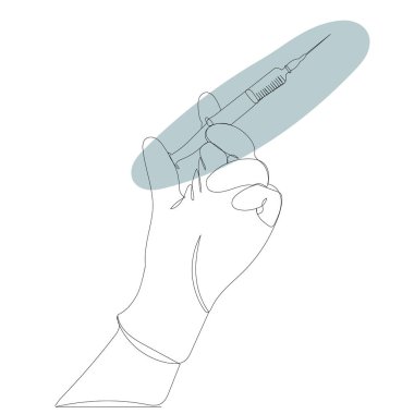 Şırıngayla çizilmiş bir eldiven ver, çizim yap