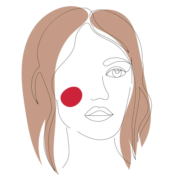 Retrato Una Chica Dibujando Por Una Línea Continua Boceto — Vector de stock