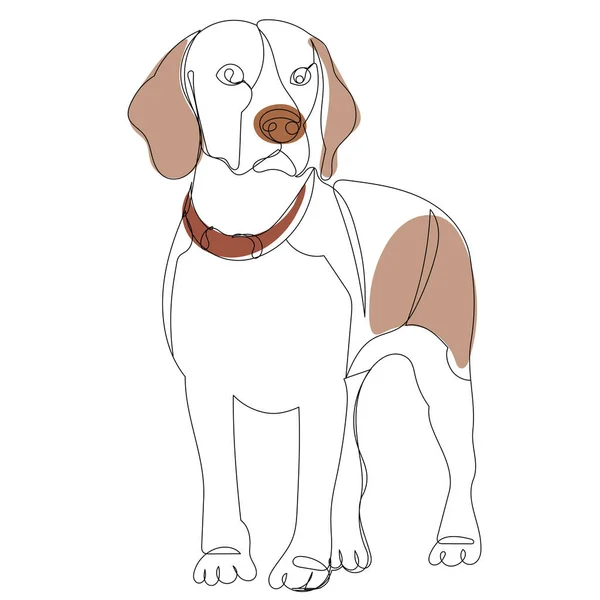 Dibujo Perro Marrón Por Una Línea Continua Boceto — Vector de stock