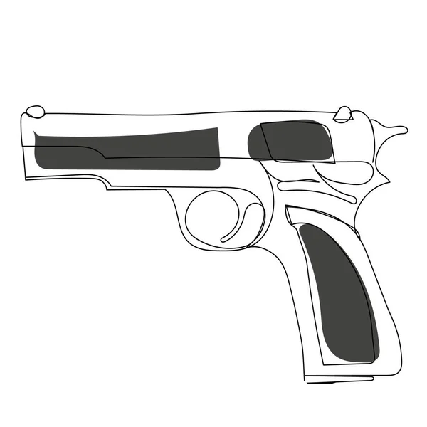 用一根连续线画出的手枪草图 — 图库矢量图片