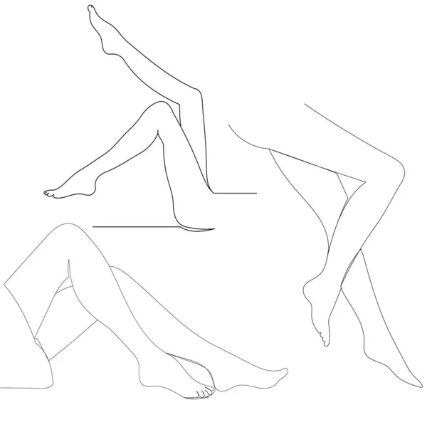 Женские Ноги Рисуют Одной Сплошной Линией Эскиз — стоковый вектор