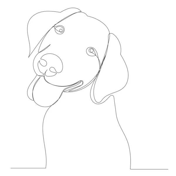 Portrait Dog Drawing One Continuous Line Isolated — Stock Vector