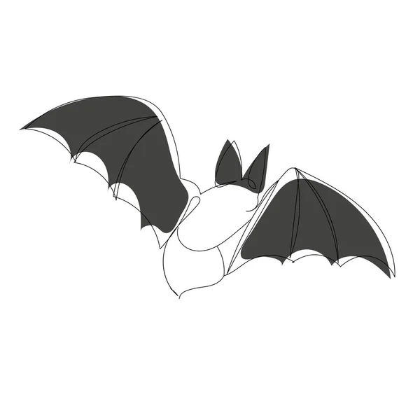 Uma Linha Contínua Desenho Esboço Morcego — Vetor de Stock