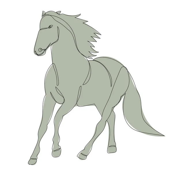 Una Línea Continua Dibujo Boceto Carrera Caballos — Vector de stock