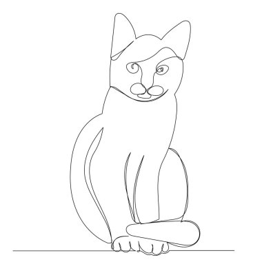 kedi çizimi aralıksız bir çizgi, çizim