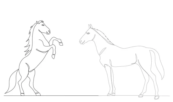 Disegno Del Cavallo Una Linea Continua — Vettoriale Stock