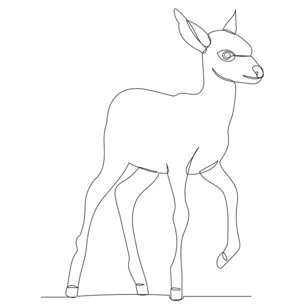 Fawn Drawing One Continuous Line Sketch — Stock Vector