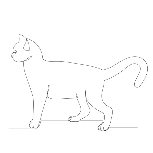 One Continuous Line Drawing Cat — Stock Vector