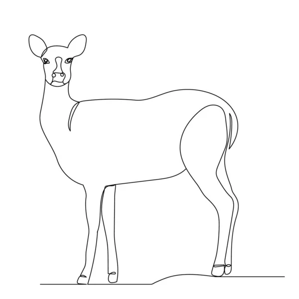 Single Continuous Line Drawing Deer — Stock Vector