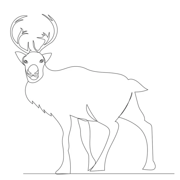 One Continuous Line Drawing Deer Antlers — Stock Vector