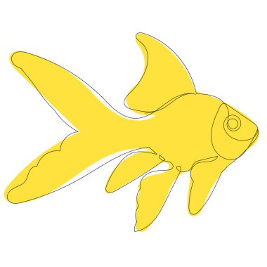 Tek sıra halinde akvaryum balığı çiziyor.