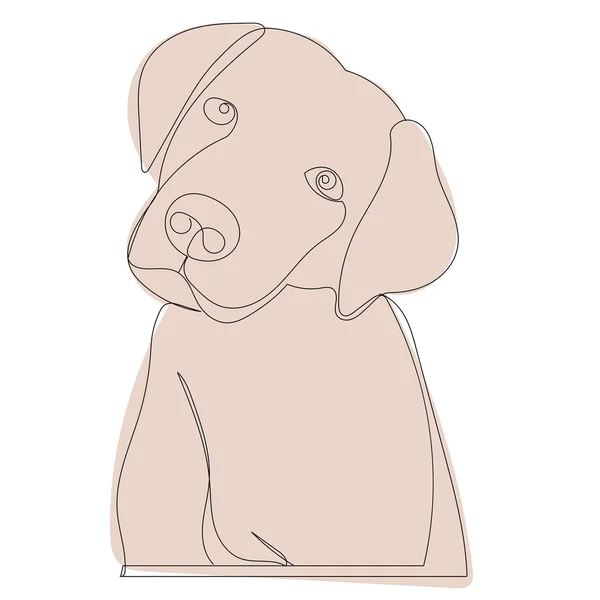 Één Doorlopende Lijntekening Van Een Portret Van Een Hond Schets — Stockvector