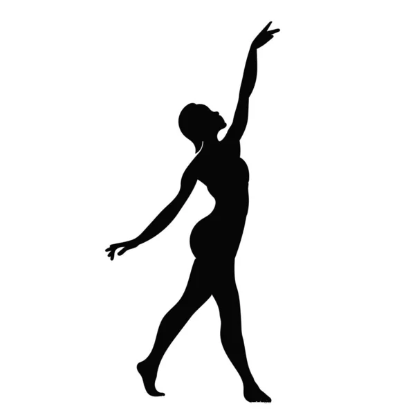 Silueta Chica Bailando Sobre Fondo Blanco — Vector de stock