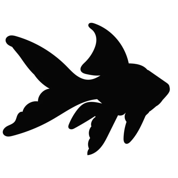 Schwarze Silhouette Eines Fisches Auf Weißem Hintergrund — Stockvektor