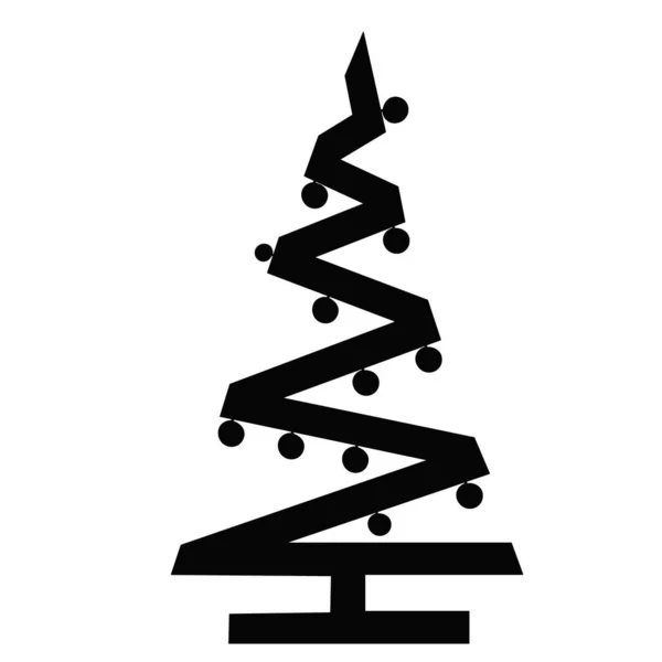 Albero Natale Silhouette Nera Natale Isolato Vettore — Vettoriale Stock