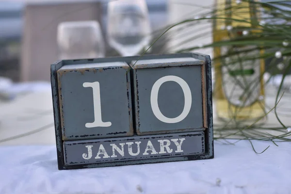 Bloques Madera Caja Con Fecha Día Mes Enero Calendario Bloques —  Fotos de Stock