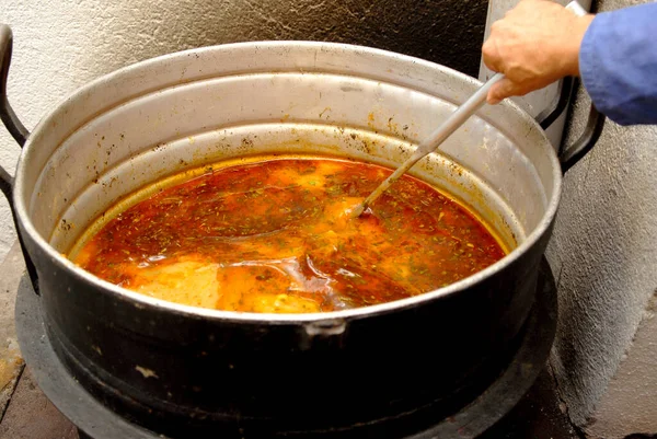 Cocinar Frijoles Una Olla Grande — Foto de Stock