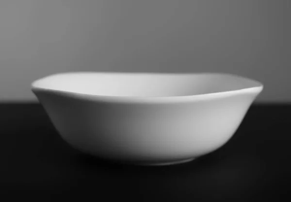 Deep Porcelain Dish White Bowl Front View — Stock Photo, Image