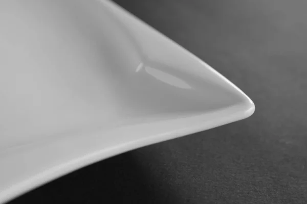 Derin Kare Porselen Tabağın Ayrıntıları Beyaz Kase — Stok fotoğraf