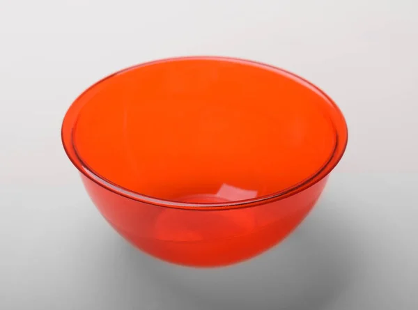 Orange Transparent Plast Djup Skål Isolerad Vit Bakgrund — Stockfoto