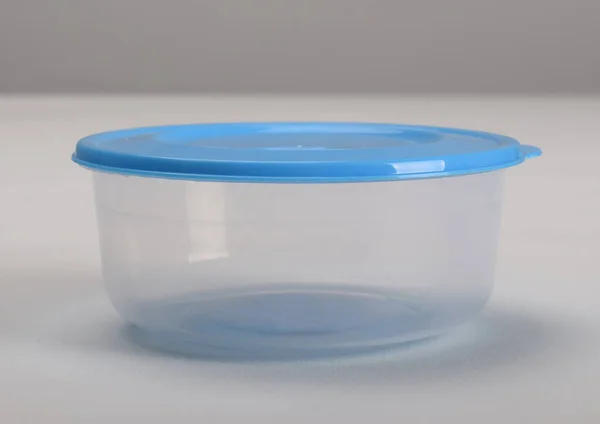 Plastic Container Blue Lid — Stock Photo, Image