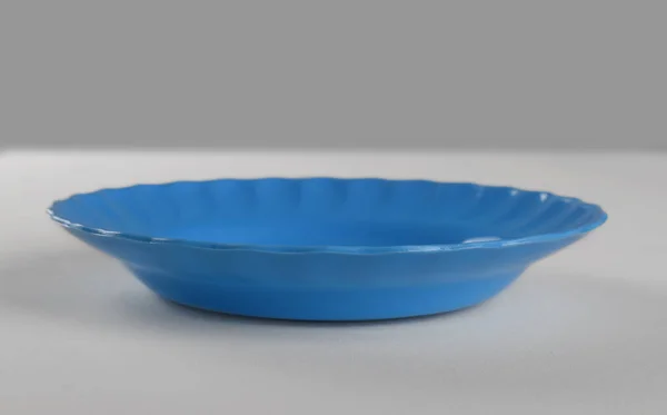 Синя Пластикова Неглибока Посуд Їжа — стокове фото