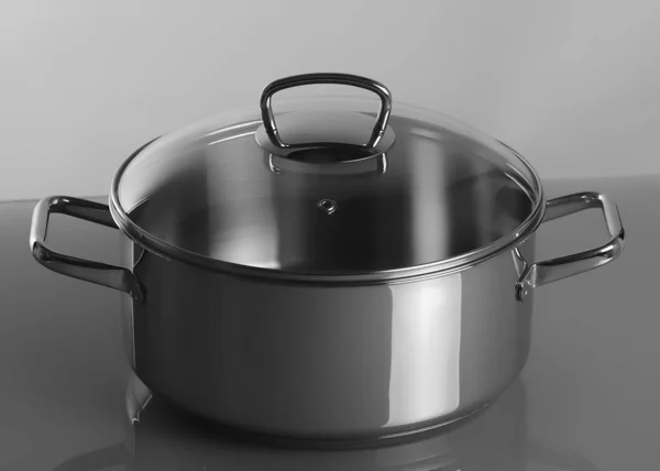 Stainless Steel Cooking Pot Handles Lid — Stock Photo, Image