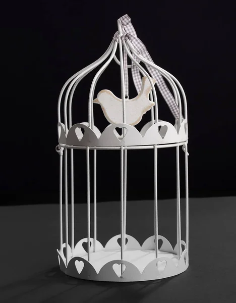 White Metal Bird Cage Front View — Stock Photo, Image