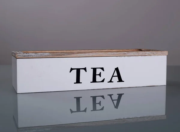Çay Için Ahşap Beyaz Kutu Manzara — Stok fotoğraf