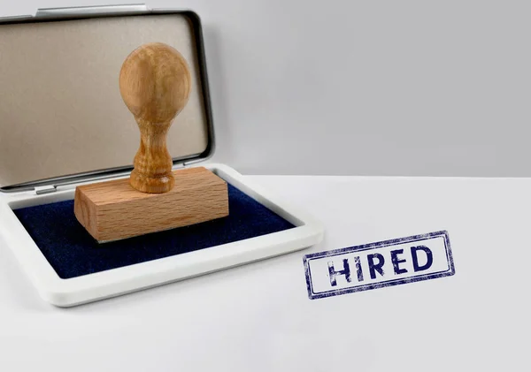 Wooden Stamp Desk Hired — Stock Photo, Image