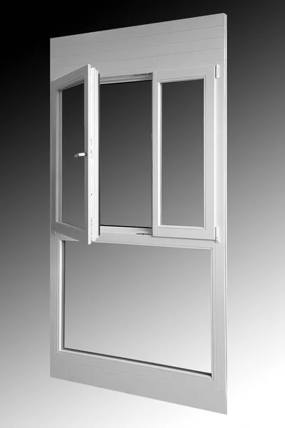 Holzpaneel Eine Tür Doppelfenster Kombination Mit Aluminiumblick Auf Der Innenseite — Stockfoto