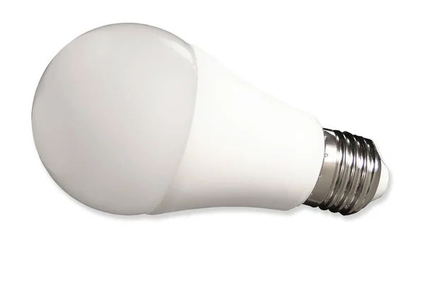 Led Žárovky Energeticky Úsporné Lampy Stole Bílém Pozadí Koncept Úspory — Stock fotografie