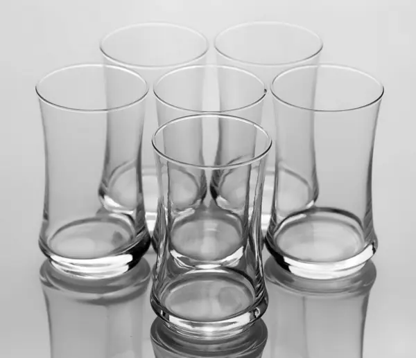 Set Six Elegant Empty Glasses Isolated White Background — Stock Photo, Image
