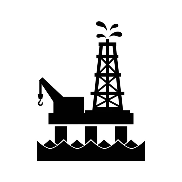 Oil Rig Icon Logo Isolated White Background — Stock Vector