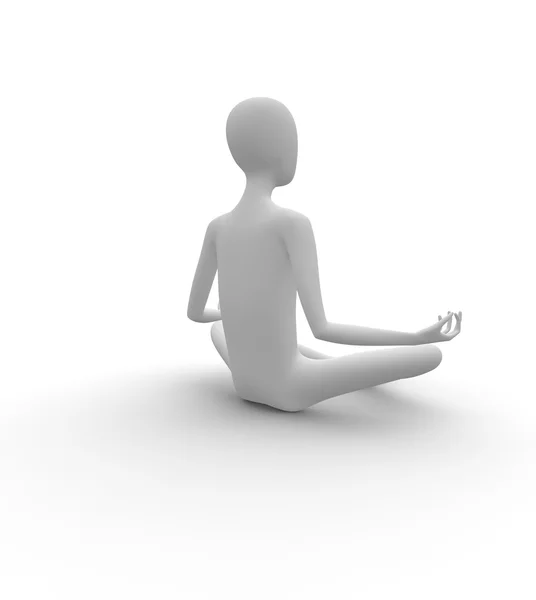 3D hombre blanco meditando en pose de mariposa — Foto de Stock