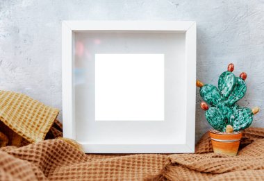 Boş model, boşluk ve bitkiler, boş masalı poster ve davetiye, kart dekorasyonu tasarım veya markalaşma, basitlik ve asgari düzeyde, hiç kimse.