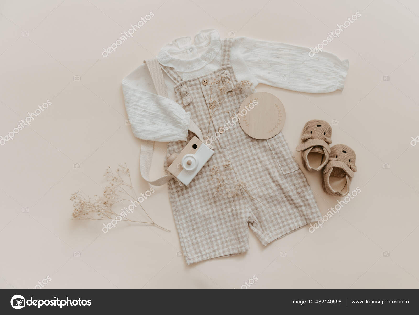 Flat Lay Composition Baby Clothes Fashion Children Accessories
