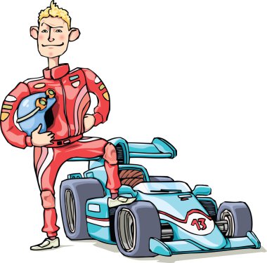 F1 racer and his car clipart