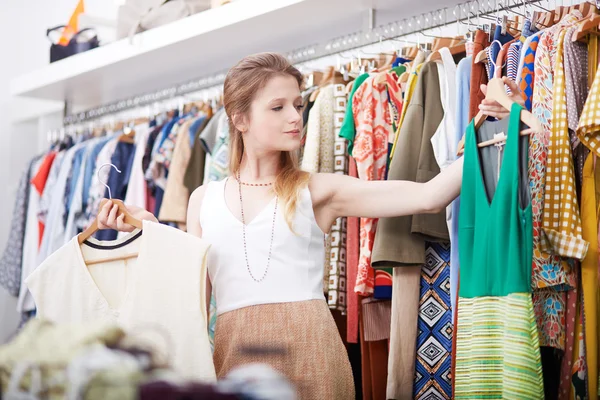 Shopping in clothing store — Stock Photo, Image