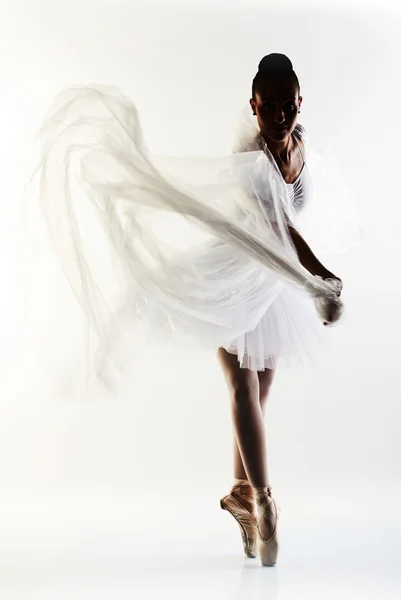 Bailarina bailando sobre un fondo blanco —  Fotos de Stock