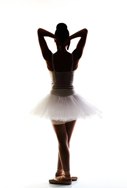 Su bailarina actuando en el fondo del estudio — Foto de Stock