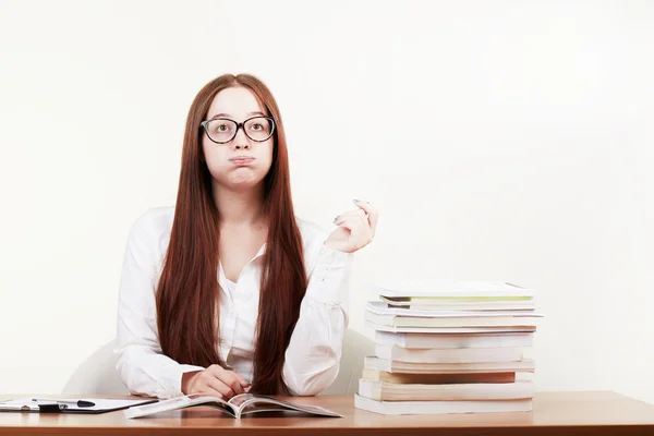Young student stressed out at work — Stock Photo, Image