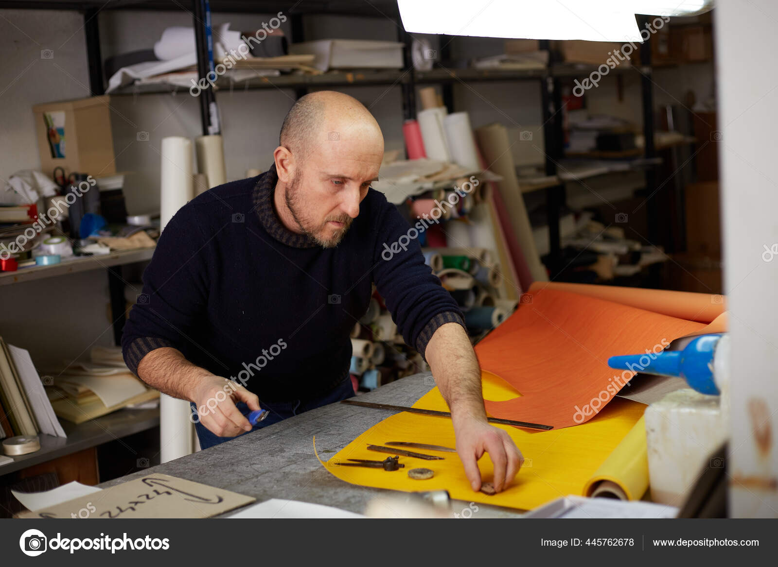 Craftsman Cutting Leather Cutter Stock Photo by ©ferrerivideo 445762678