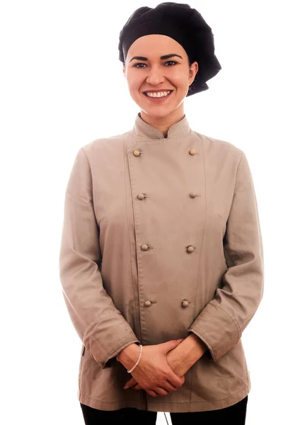 Pretty Female Chef White Background — Stock Photo, Image