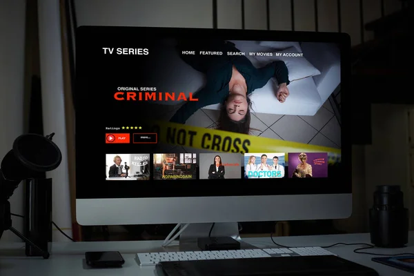 TV series and movies via streaming service at home