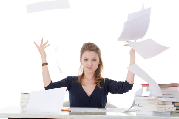 Student throw paper sheets